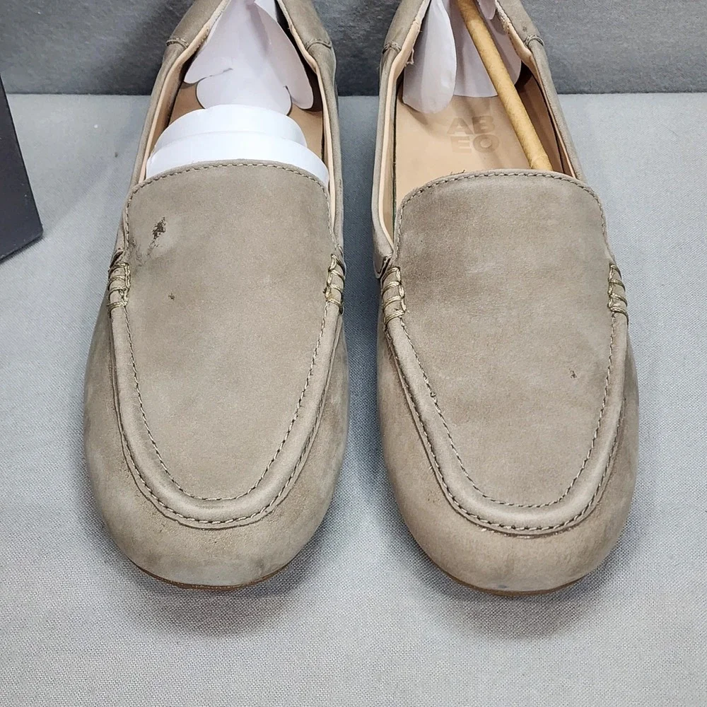 ABEO Harbor Driving Loafers Taupe Suede Slip On Shoes Womens 7.5